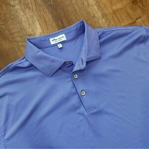 Peter Millar Summer Comfort Purple Checkered Patterned Polo Shirt Mens XL